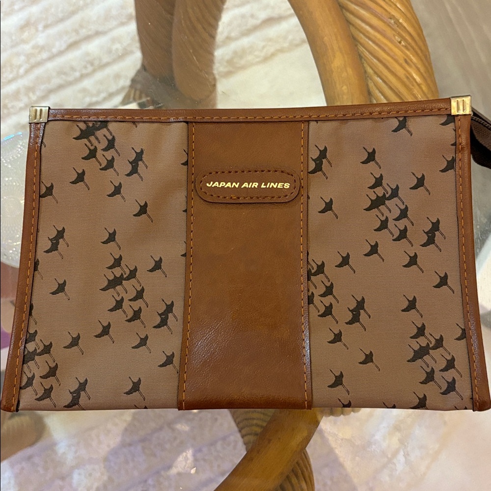 Brown Clutch Japan Airlines Vintage Clutch.